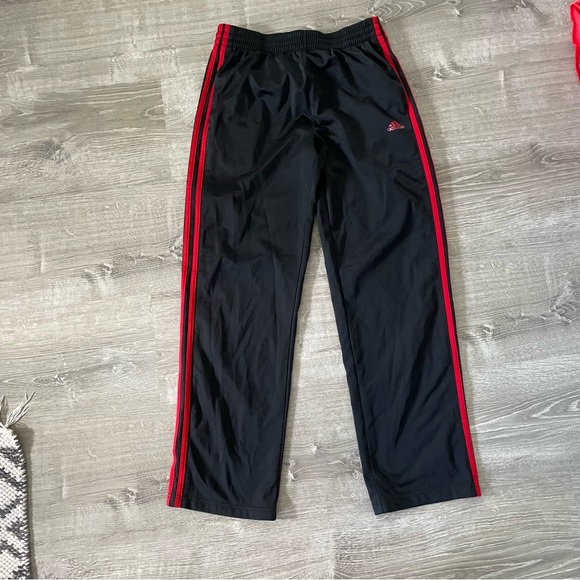 Adidas Black and Red Striped Wide-leg Sweatpants - Picture 1 of 3